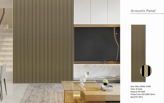Wall Panel 01 WG / Metallic-Gold (Acoustic) - Price for 1 Panel