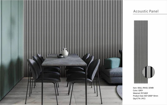 Wall Panel 02 WB/Grey 280cm (Acoustic) - Price for 1 Panel