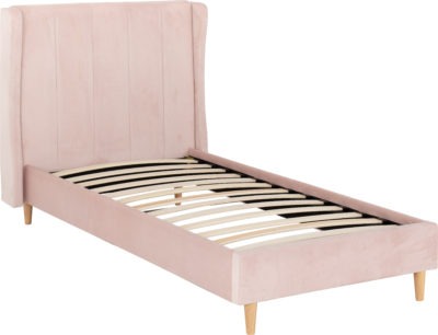 AMELIA PLUS 3' BED PINK VELVET FABRIC