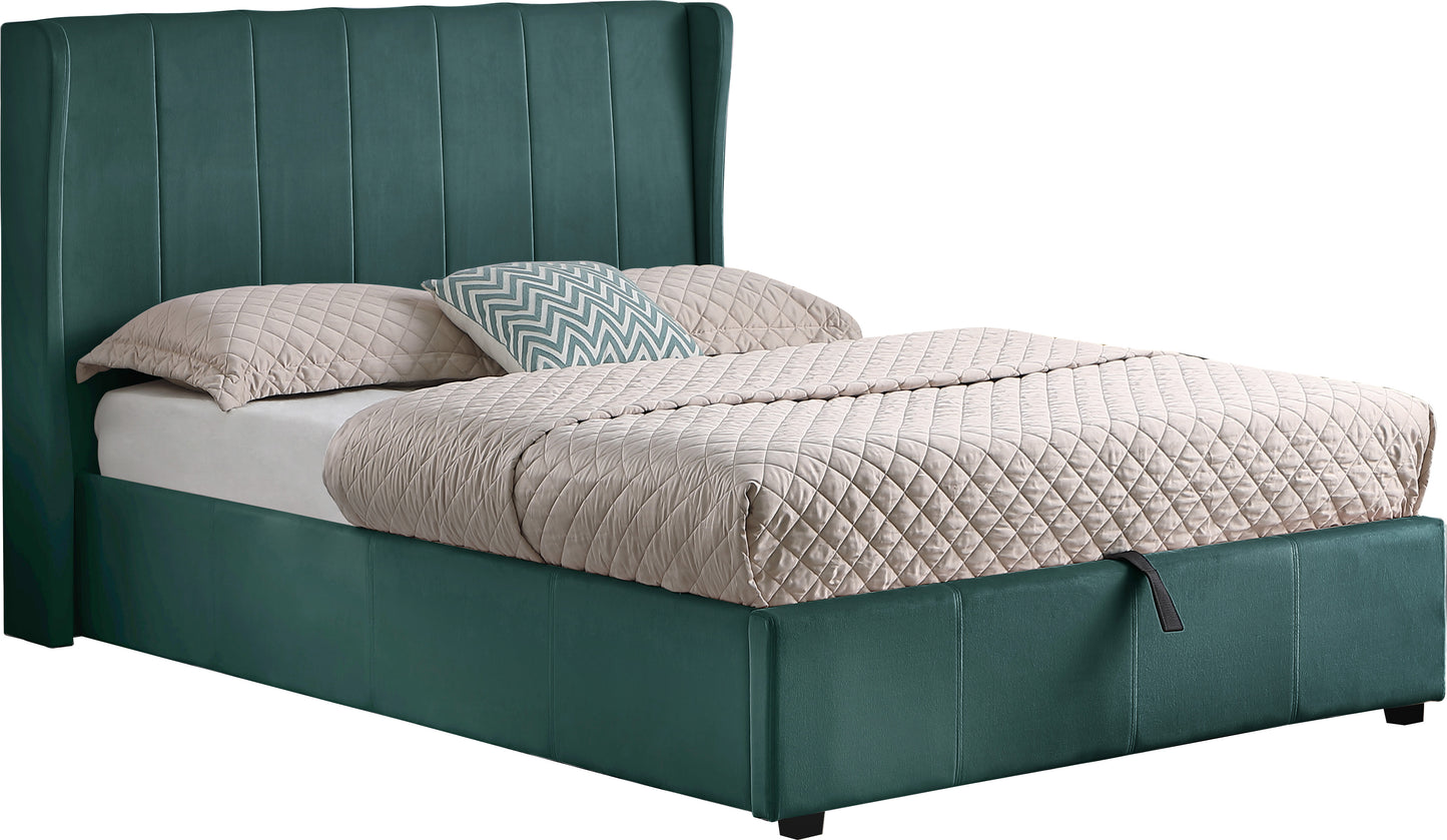 AMELIA PLUS 5' STORAGE BED - GREEN VELVET FABRIC