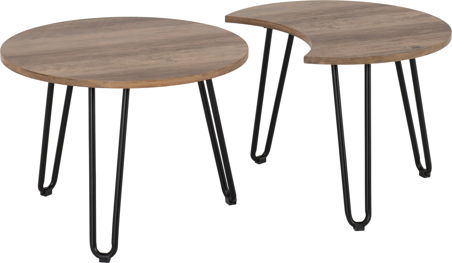 ATHENS DUO COFFEE TABLE SET - MEDIUM OAK EFFECT/BLACK