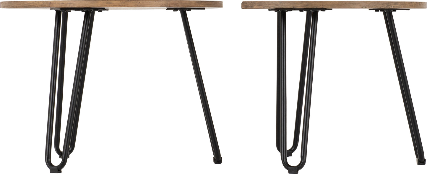 ATHENS DUO COFFEE TABLE SET - MEDIUM OAK EFFECT/BLACK