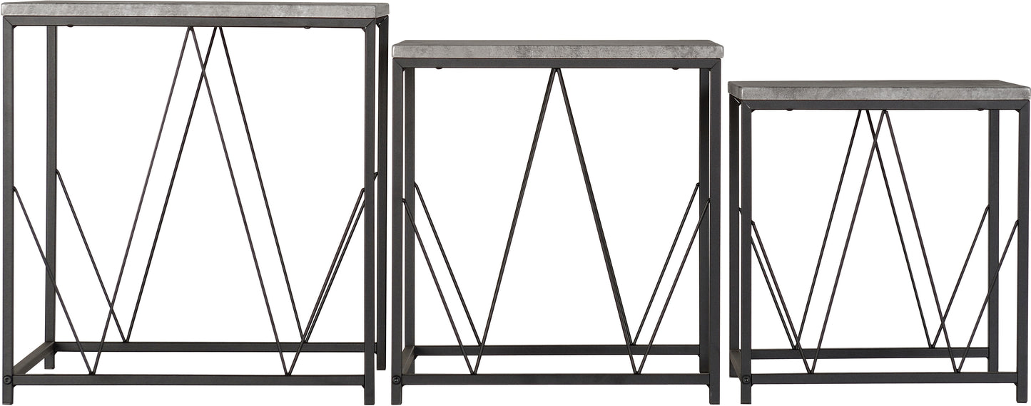 ATHENS SQUARE NEST OF TABLES - CONCRETE EFFECT/BLACK