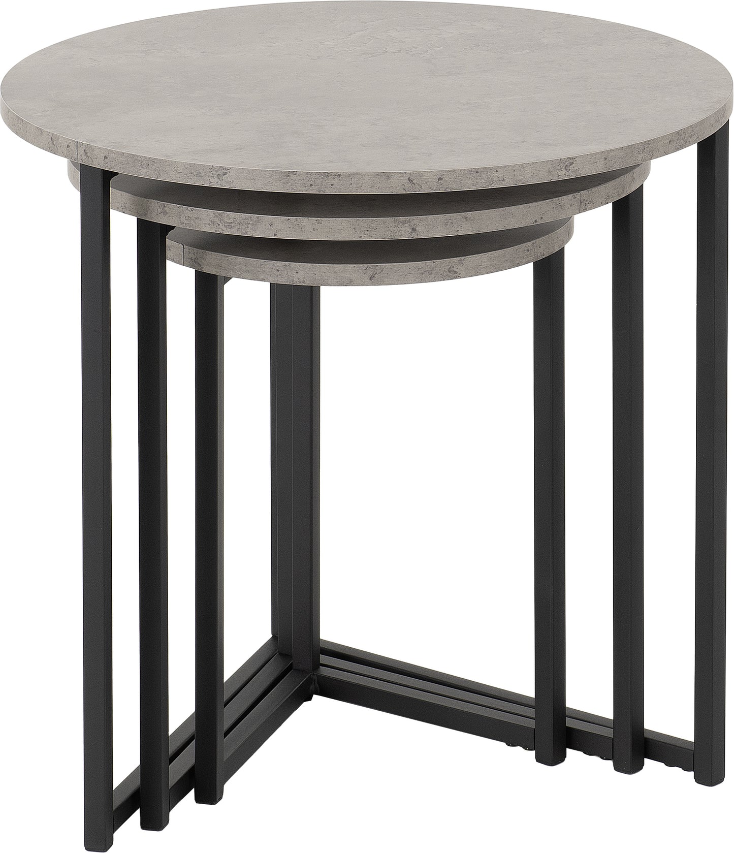 ATHENS ROUND NEST OF TABLES - CONCRETE EFFECT/BLACK