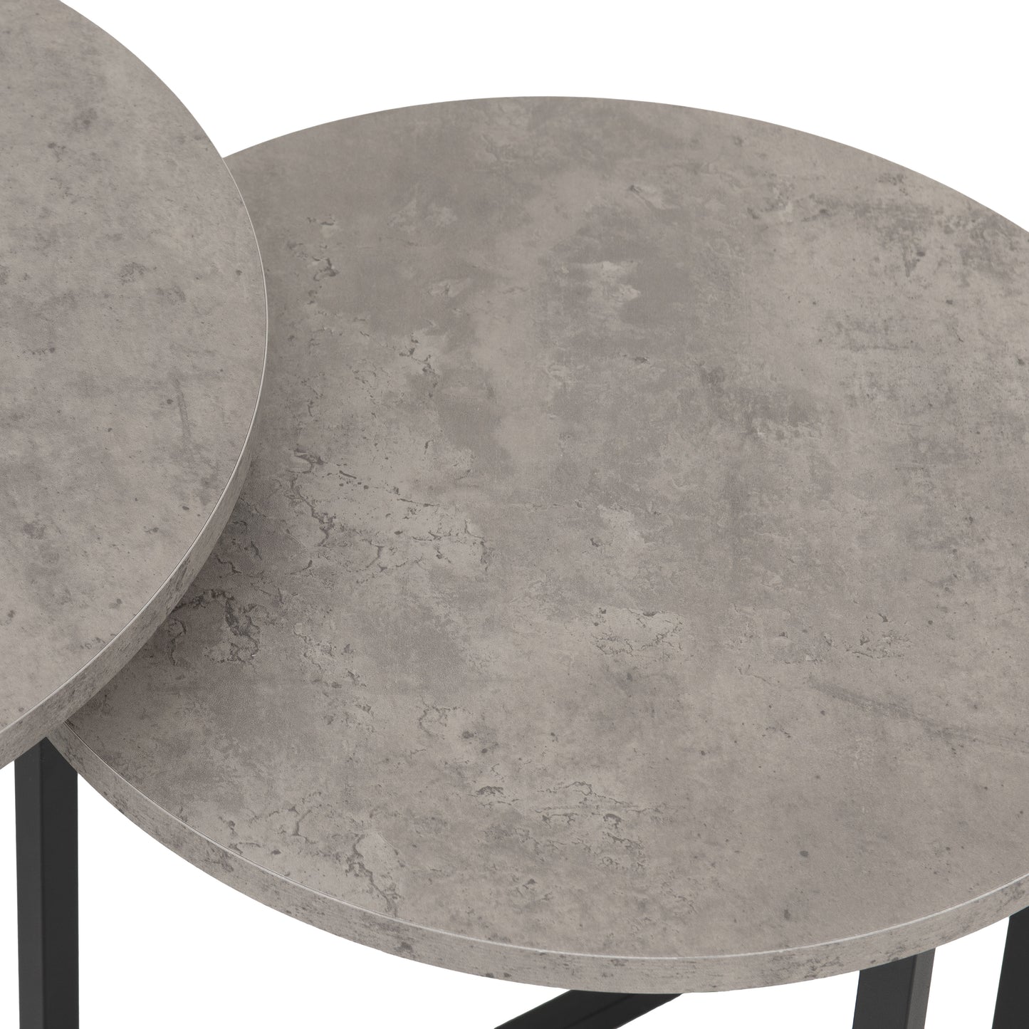 ATHENS ROUND NEST OF TABLES - CONCRETE EFFECT/BLACK