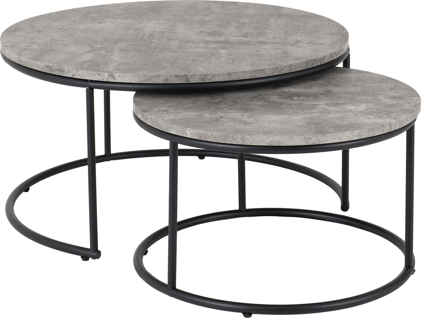 ATHENS ROUND COFFEE TABLE SET - CONCRETE EFFECT/BLACK