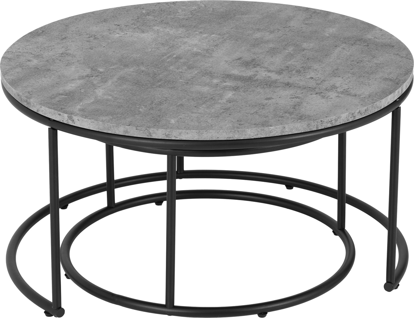 ATHENS ROUND COFFEE TABLE SET - CONCRETE EFFECT/BLACK