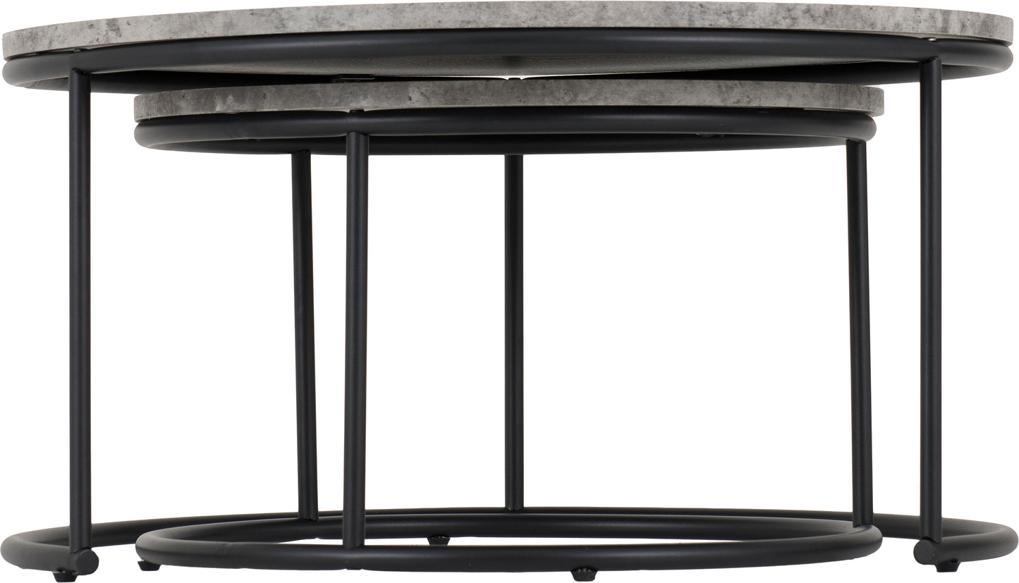 ATHENS ROUND COFFEE TABLE SET - CONCRETE EFFECT/BLACK