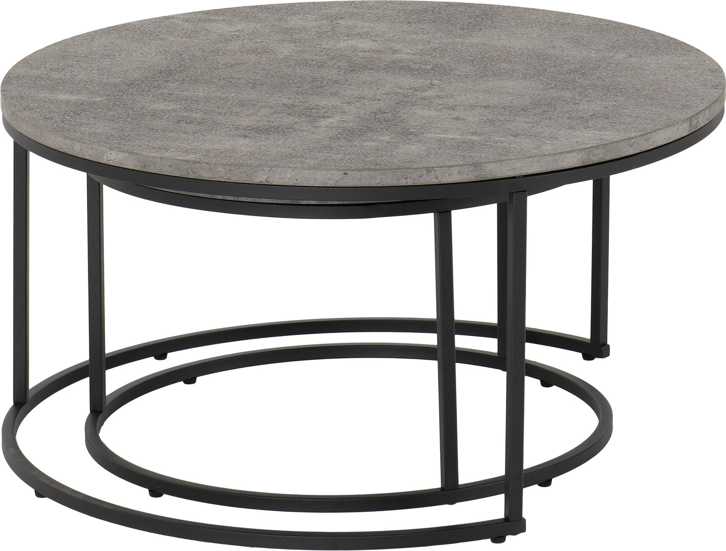 ATHENS ROUND COFFEE TABLE SET - CONCRETE EFFECT/BLACK