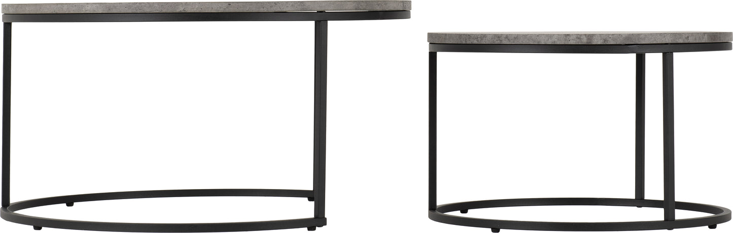 ATHENS ROUND COFFEE TABLE SET - CONCRETE EFFECT/BLACK