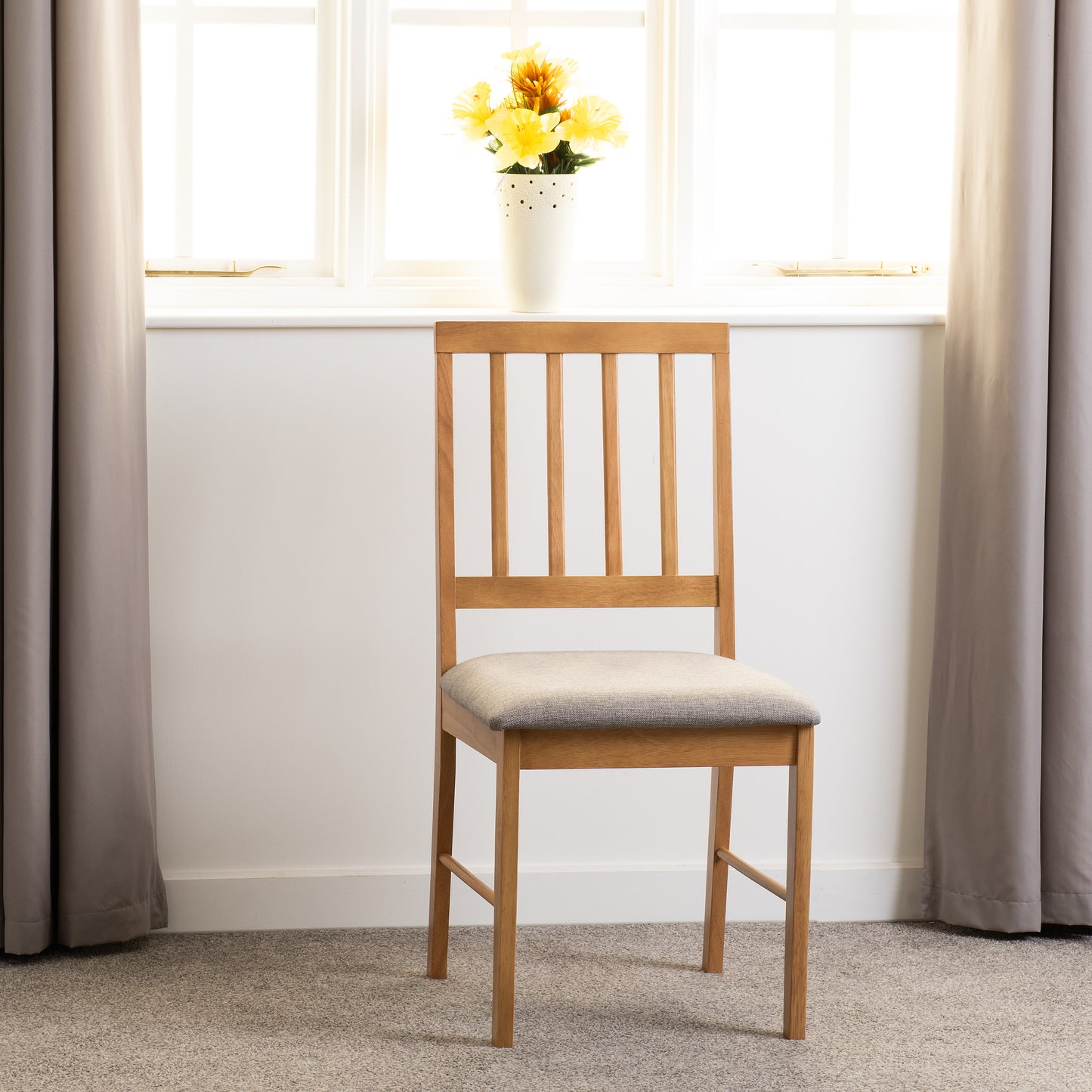 AUSTIN DINING CHAIR (X2 PER BOX) - OAK EFFECT/GREY FABRIC