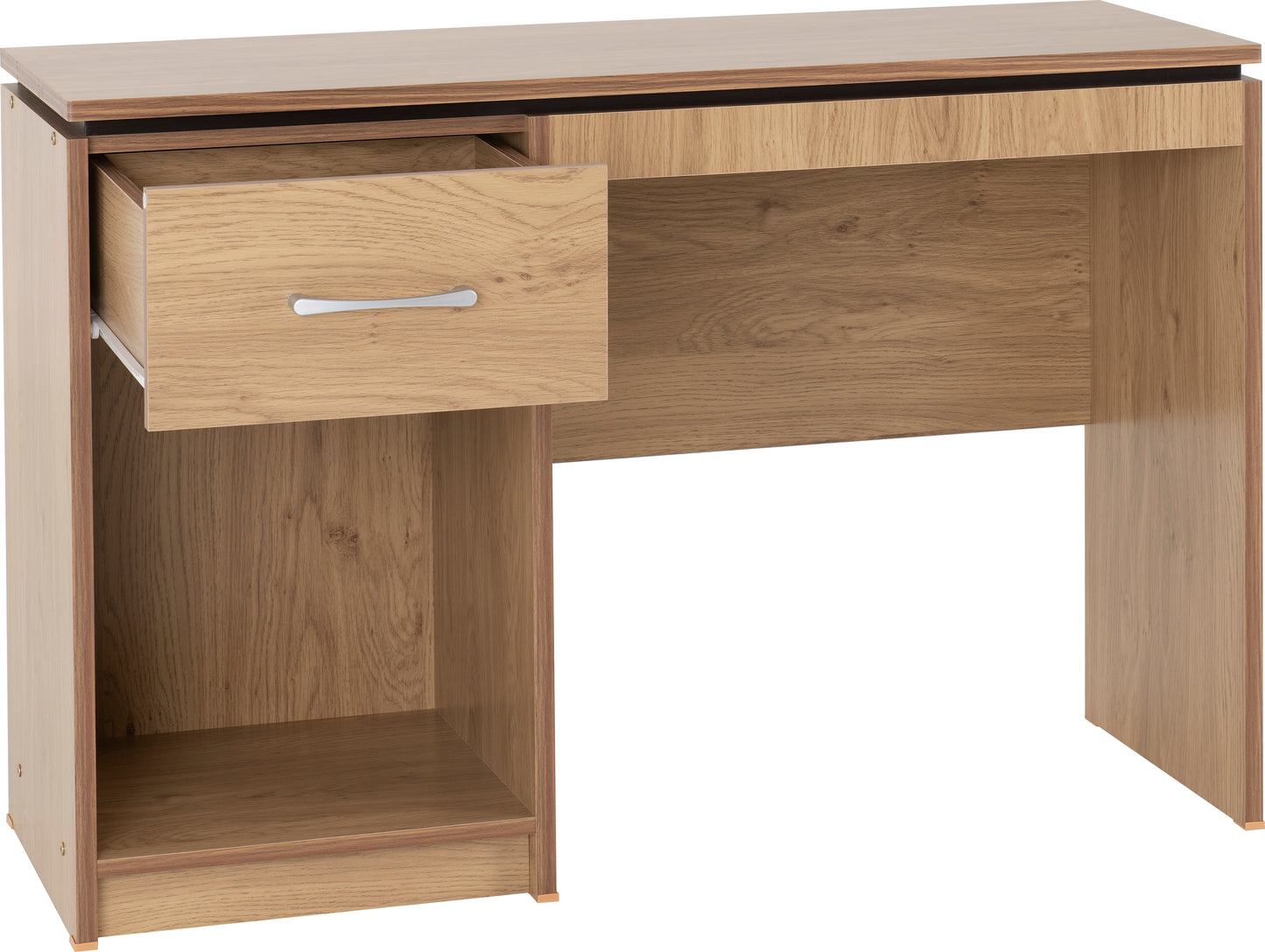CHARLES COMPUTER DESK - OAK EFFECT VENEER WITH WALNUT TRIM