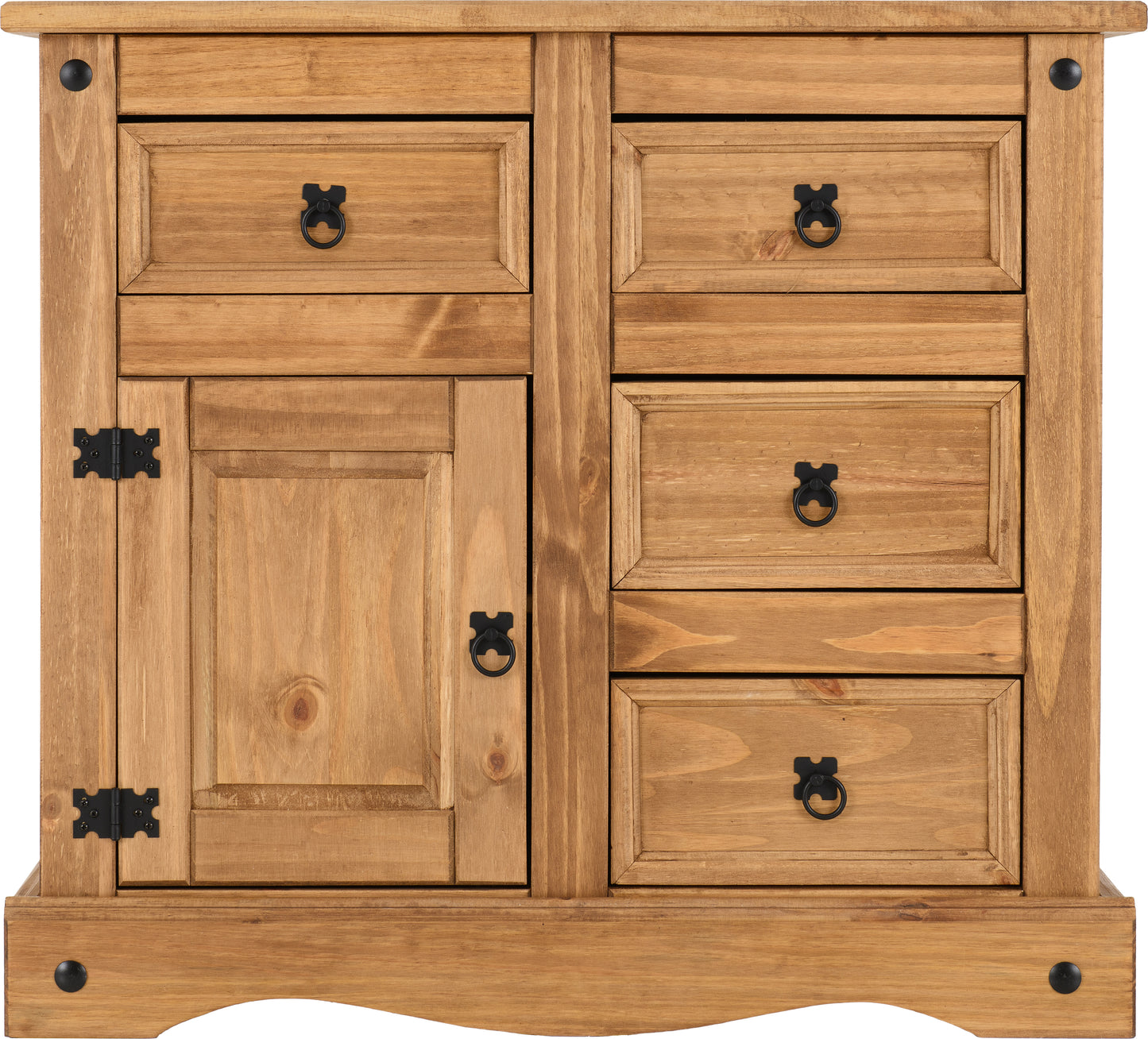 CORONA 1 DOOR 4 DRAWER SIDEBOARD - DISTRESSED WAXED PINE