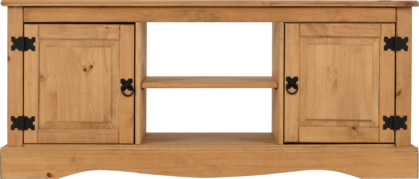 CORONA 2 DOOR FLAT SCREEN TV UNIT - DISTRESSED WAXED PINE