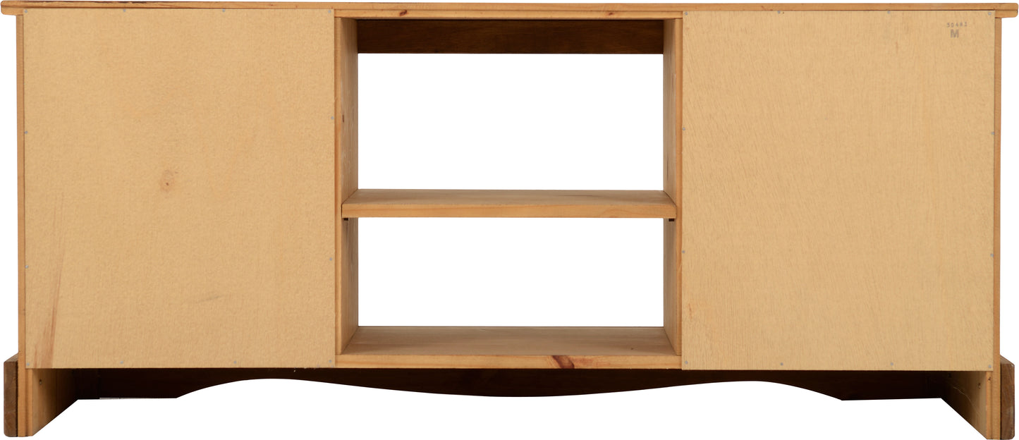 CORONA 2 DOOR FLAT SCREEN TV UNIT - DISTRESSED WAXED PINE