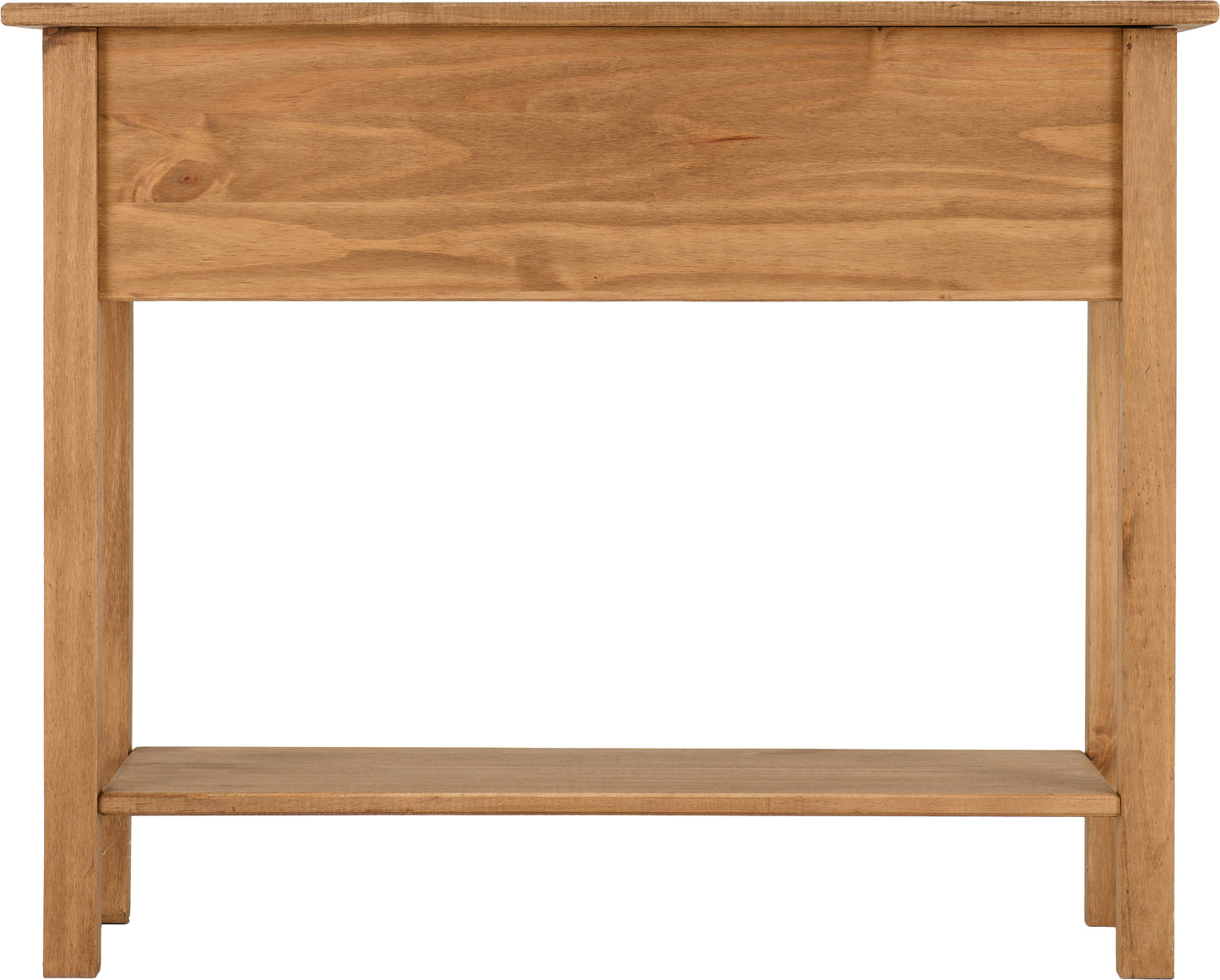 CORONA 2 DRAWER CONSOLE TABLE WITH SHELF - DISTRESSED WAXED PINE