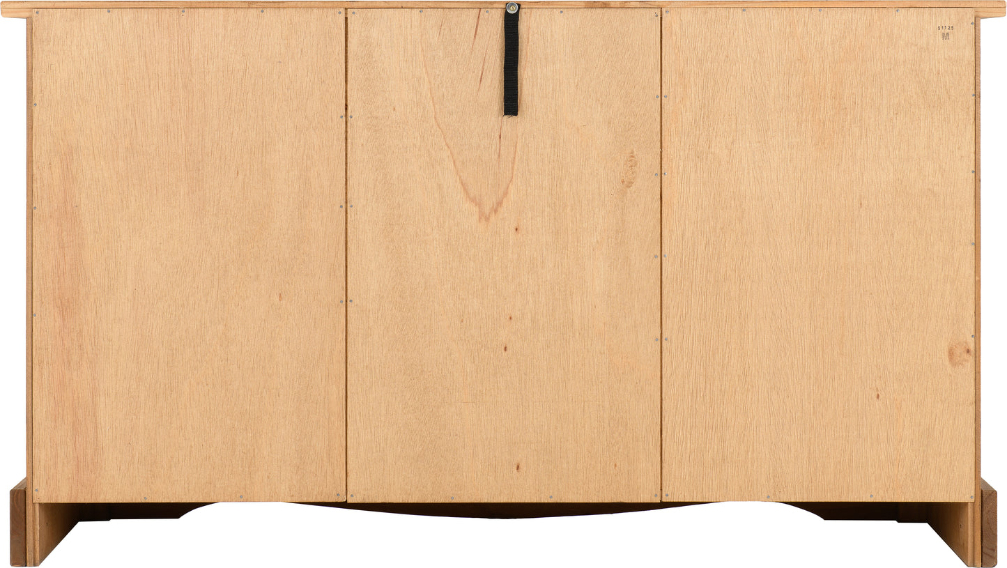 CORONA 3 DOOR 3 DRAWER SIDEBOARD - DISTRESSED WAXED PINE