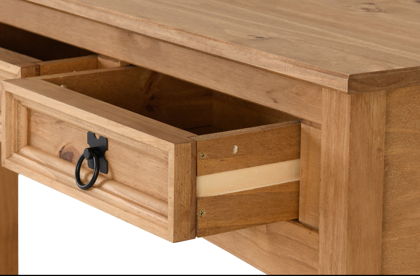 CORONA 3 DRAWER CONSOLE TABLE WITH SHELF - DISTRESSED WAXED PINE