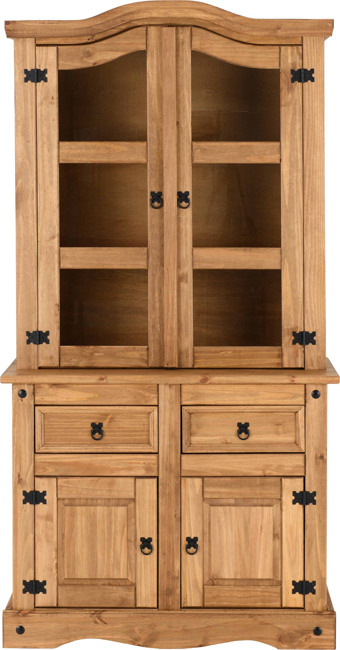 CORONA 3' BUFFET HUTCH - DISTRESSED WAXED PINE/CLEAR GLASS