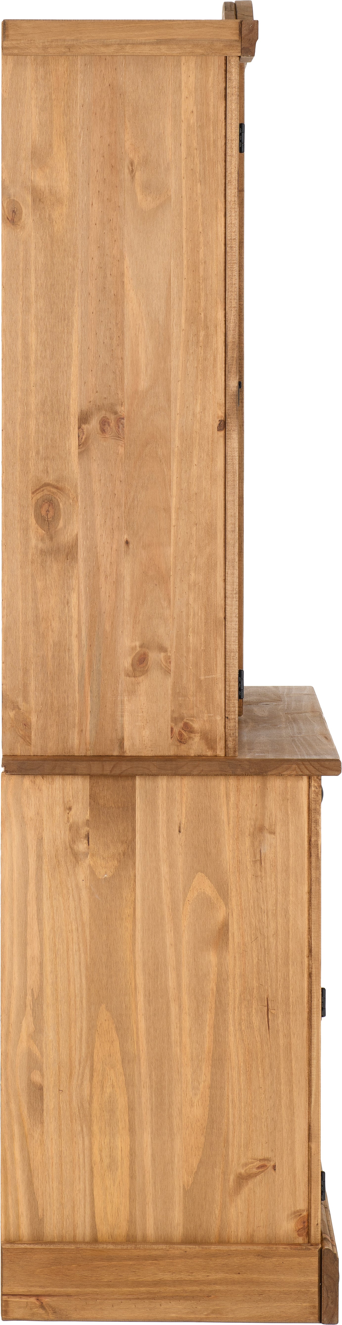 CORONA 3' BUFFET HUTCH - DISTRESSED WAXED PINE/CLEAR GLASS