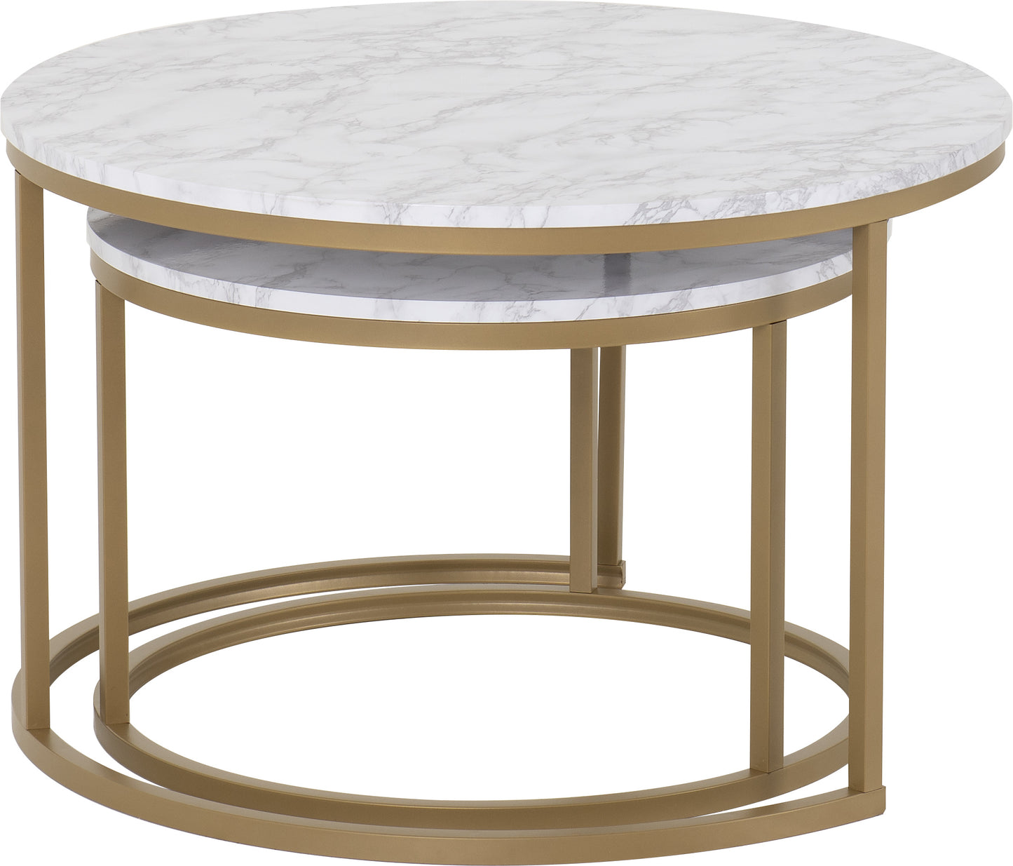 DALLAS ROUND COFFEE TABLE SET - MARBLE/GOLD EFFECT