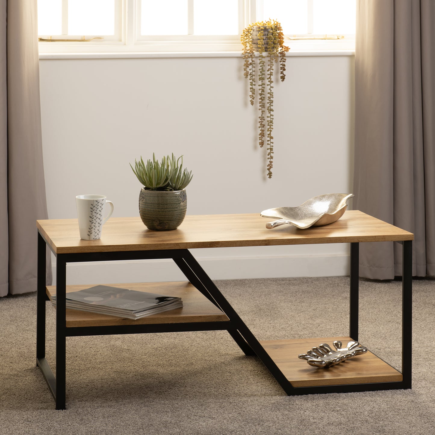 DURHAM COFFEE TABLE - LIGHT OAK EFFECT/BLACK