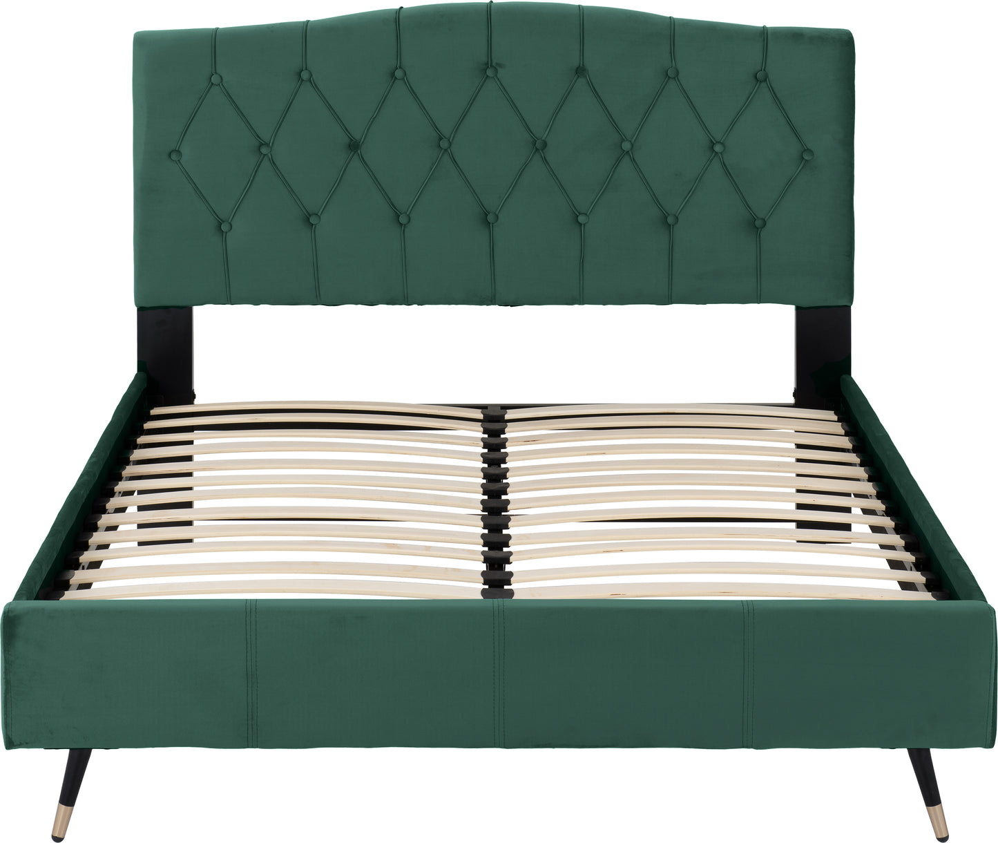 FREYA 4'6" BED - GREEN VELVET FABRIC