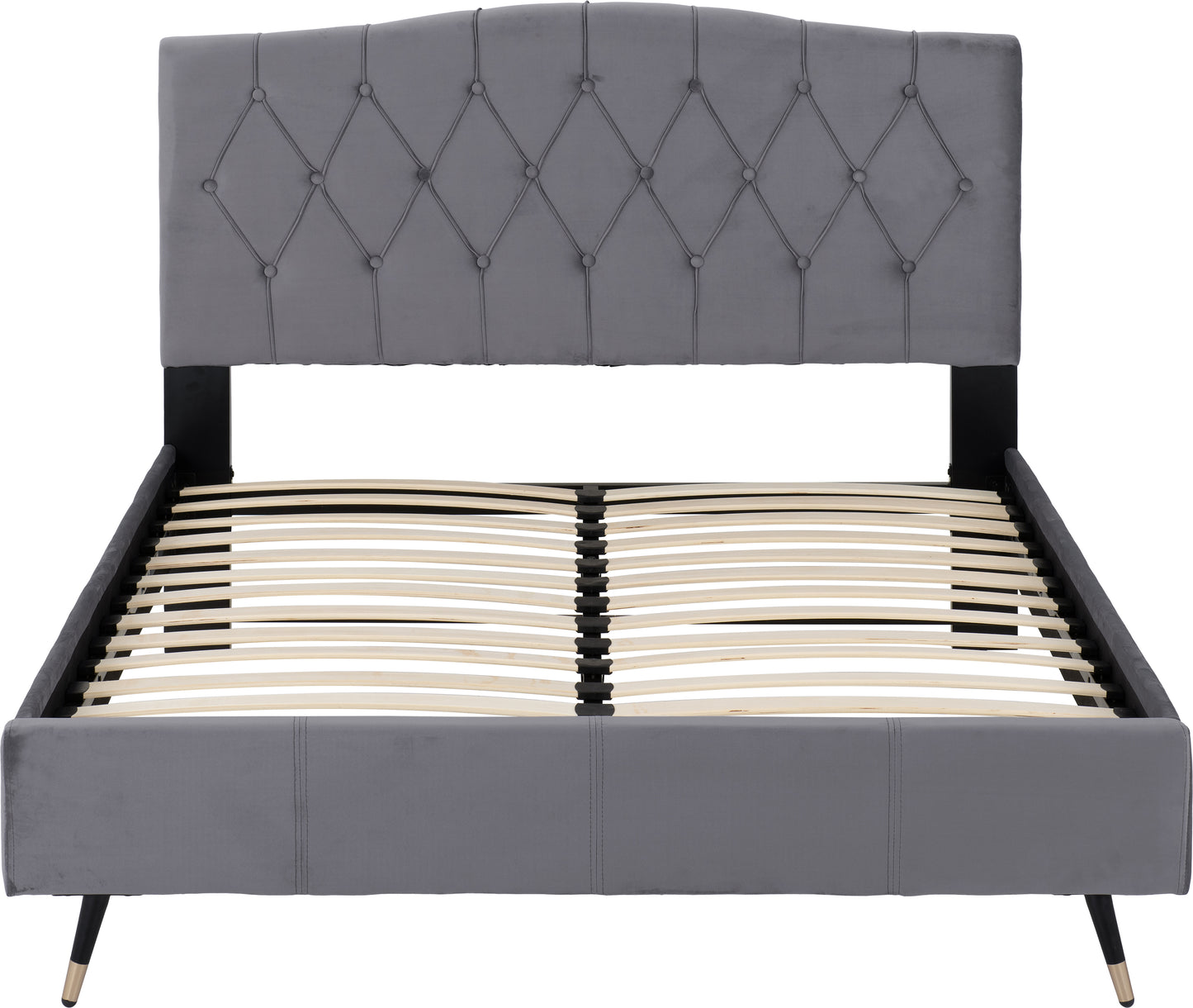 FREYA 4'6" BED - GREY VELVET FABRIC