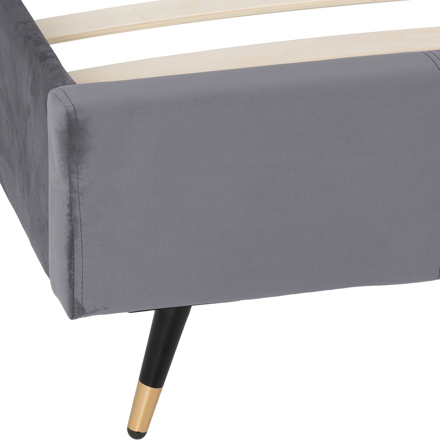 FREYA 4'6" BED - GREY VELVET FABRIC