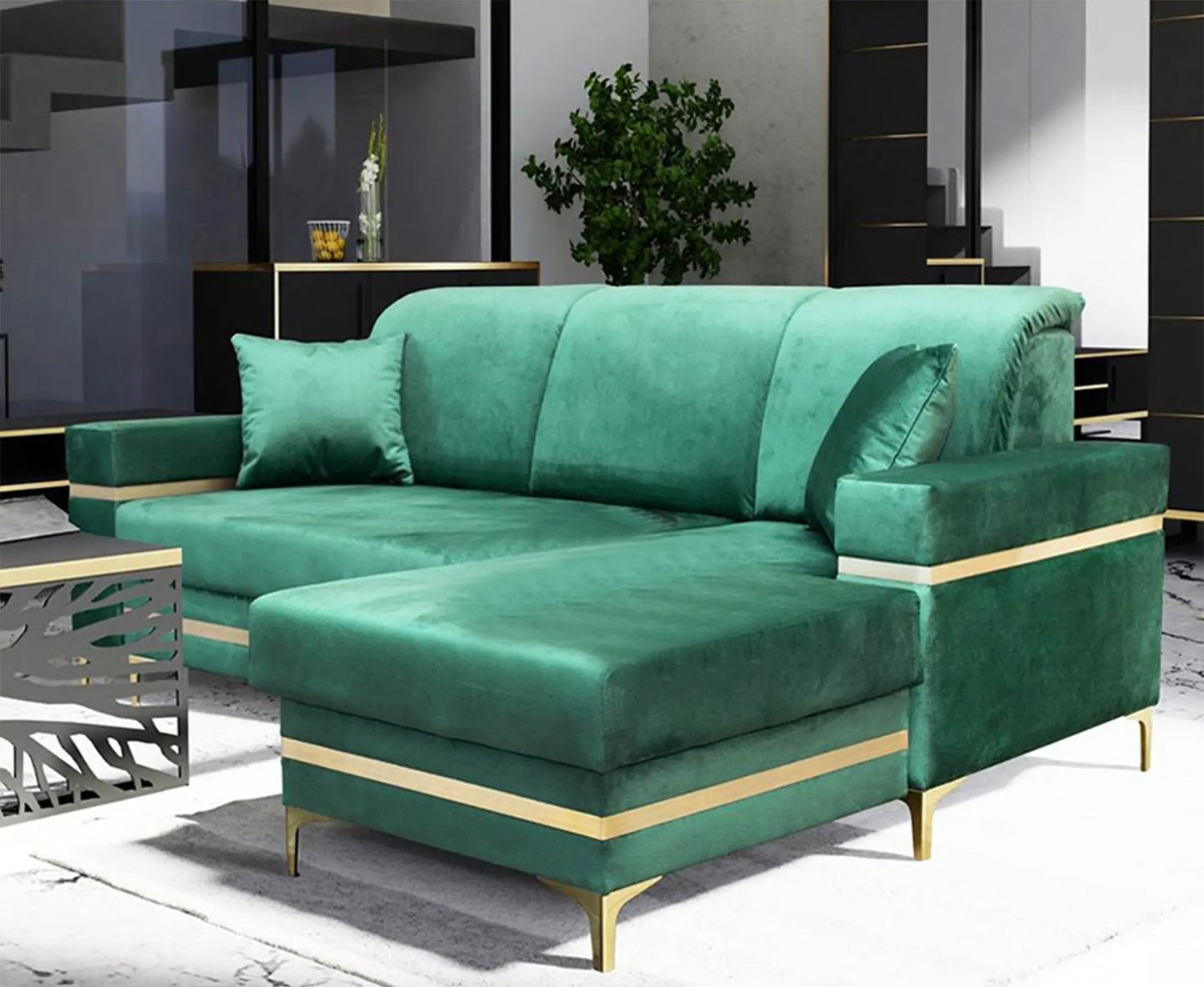 Florence Corner Sofa Bed Green