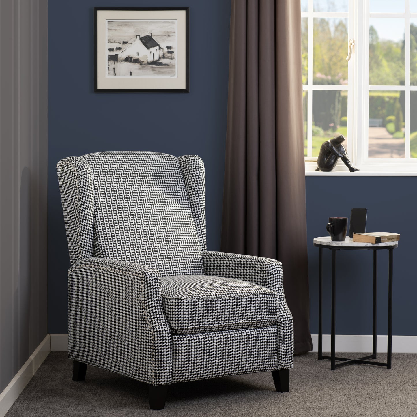 KENSINGTON RECLINER CHAIR - DOGTOOTH FABRIC