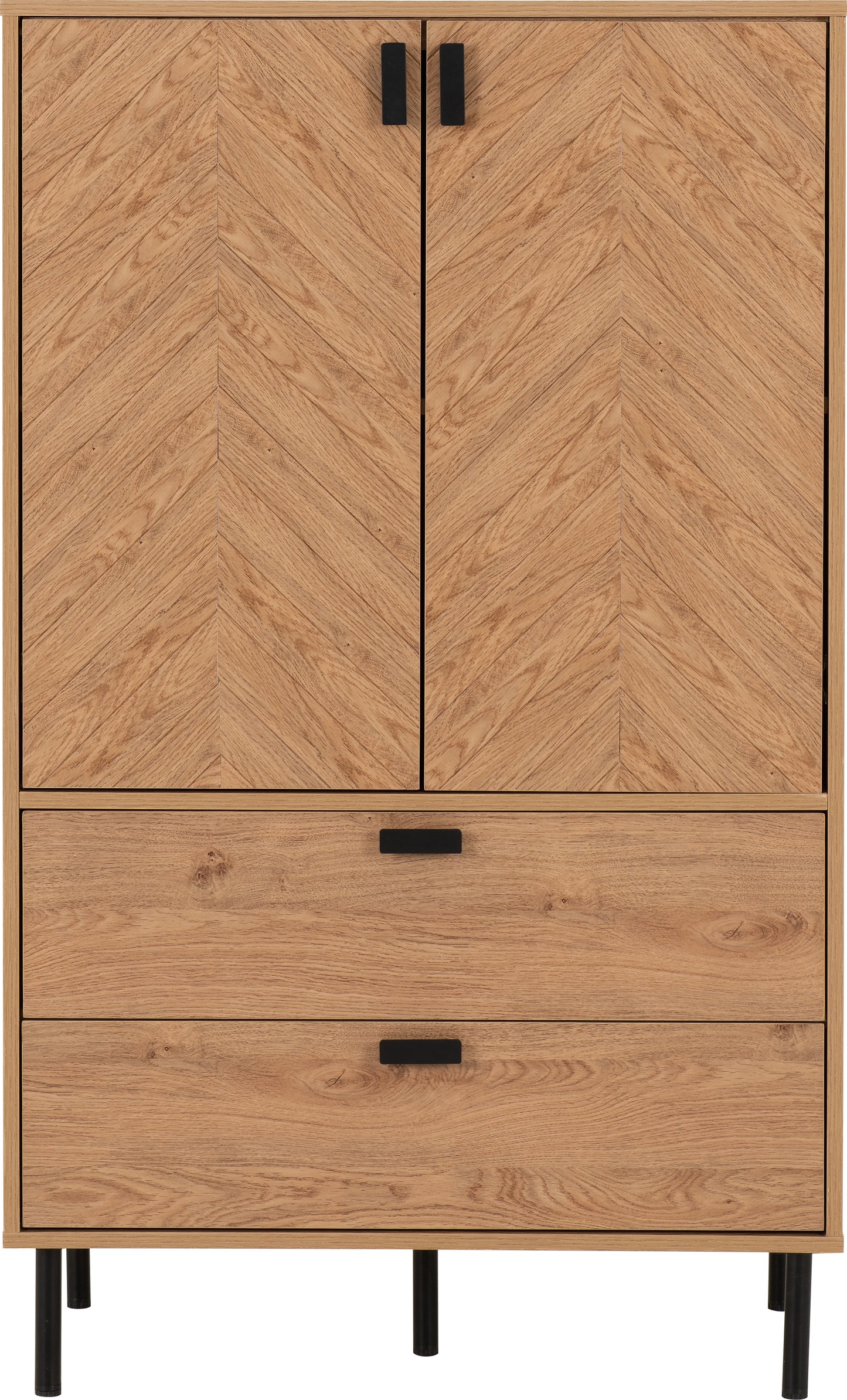 LEON 2 DOOR 2 DRAWER CABINET - MEDIUM OAK EFFECT