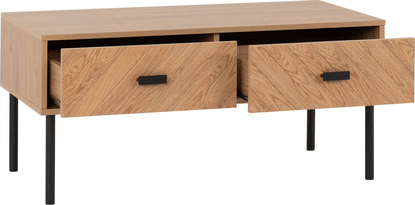 LEON 2 DRAWER COFFEE TABLE - MEDIUM OAK EFFECT