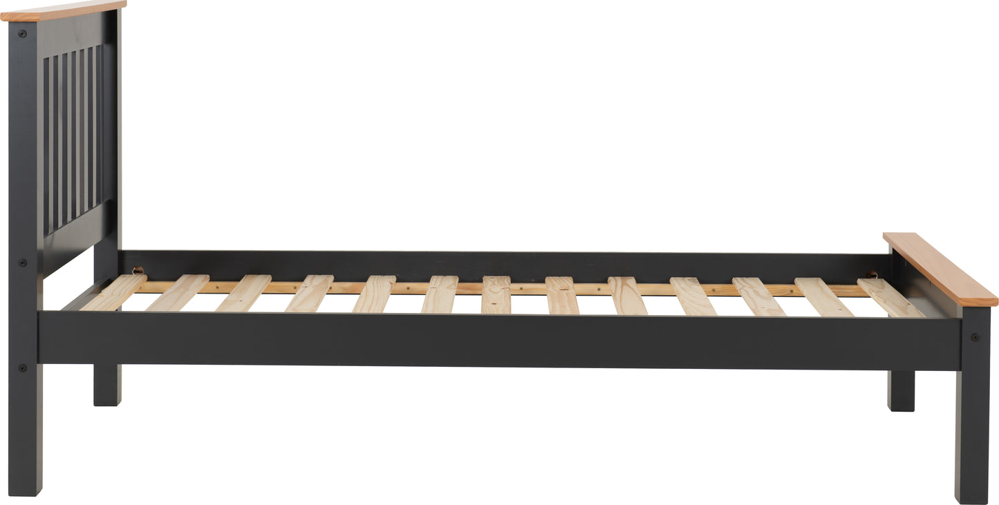 MONACO 3' BED LOW FOOT END - GREY/OAK EFFECT