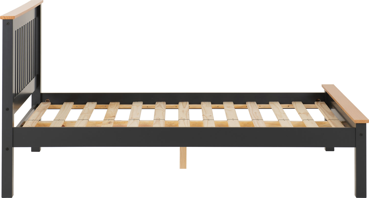 MONACO 4'6" BED LOW FOOT END - GREY/OAK EFFECT