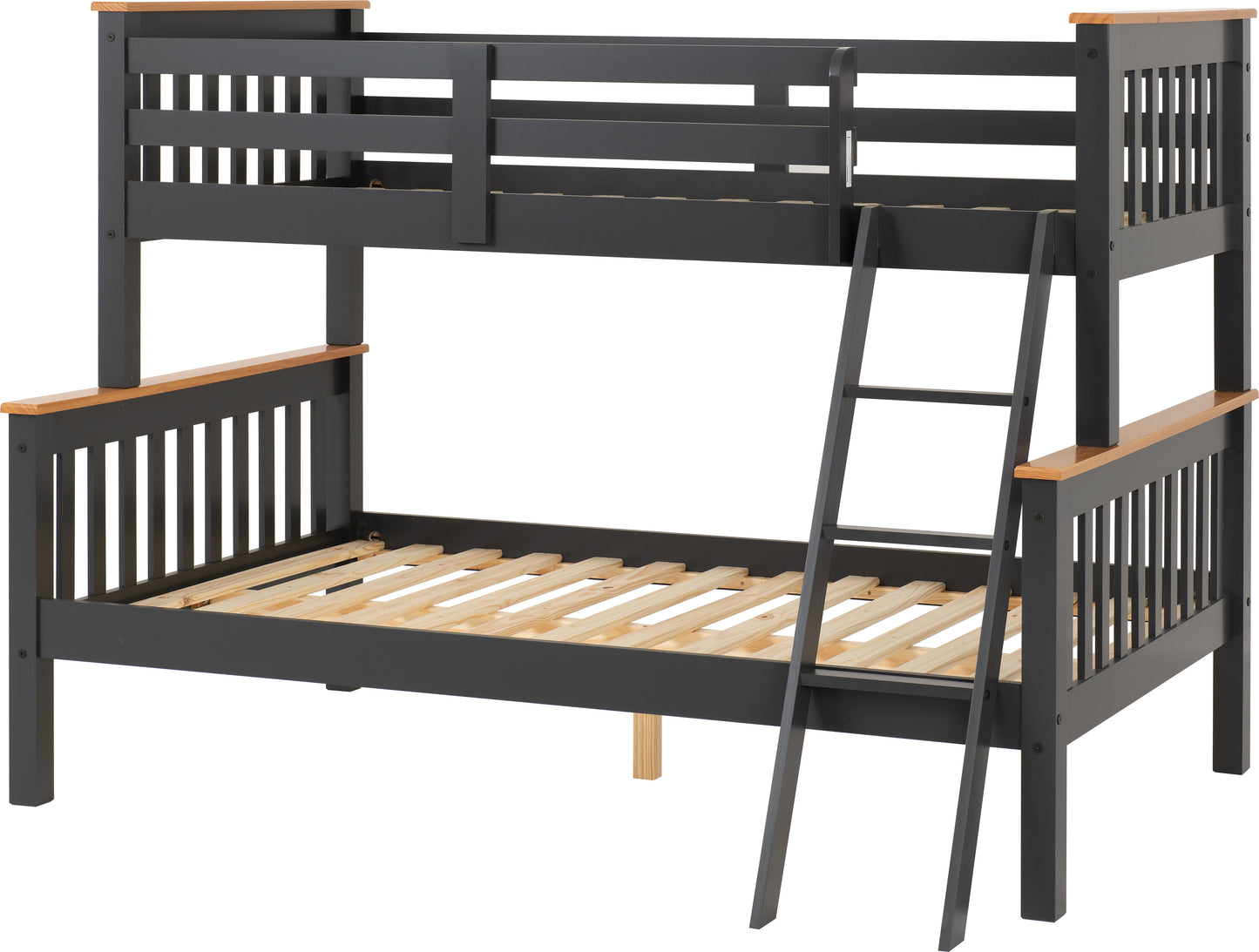 NEPTUNE TRIPLE SLEEPER BUNK BED - GREY/OAK EFFECT