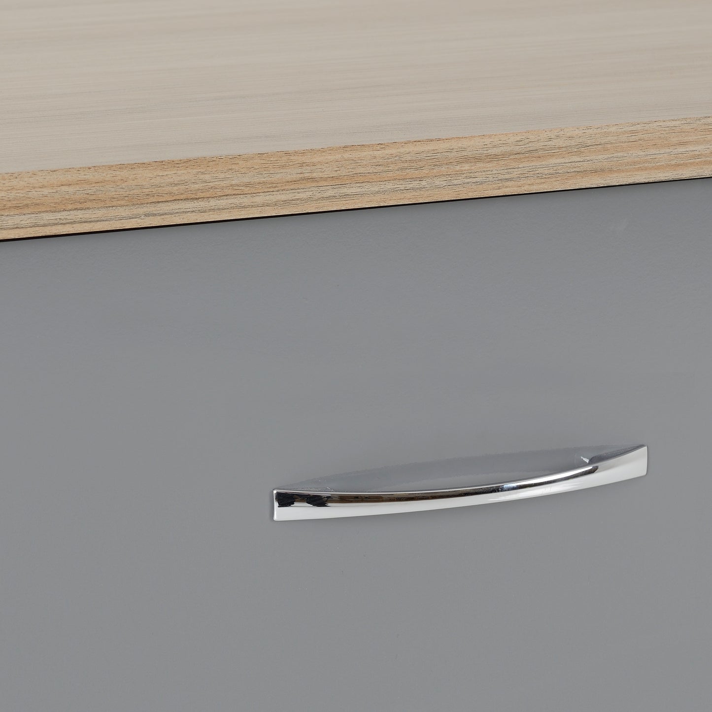 NEVADA 6 DRAWER CHEST - GREY GLOSS/LIGHT OAK EFFECT VENEER