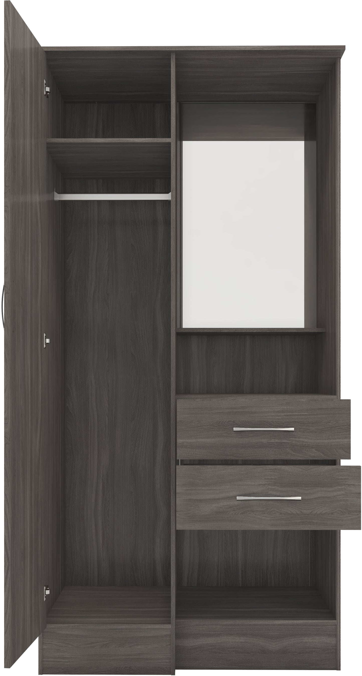 NEVADA VANITY 1 DOOR WARDROBE - BLACK WOOD GRAIN
