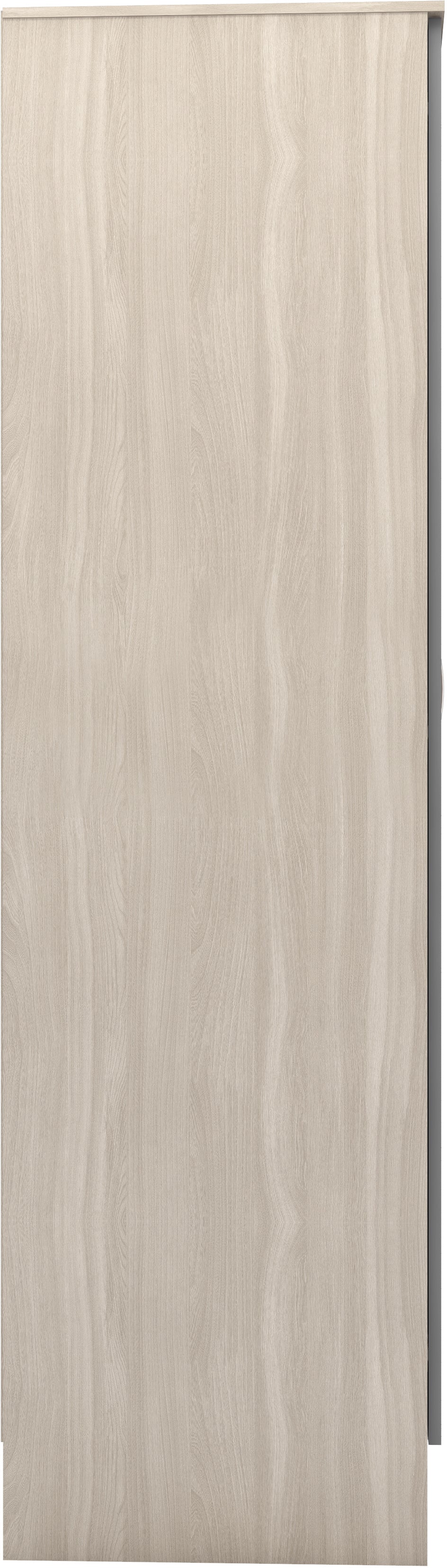 NEVADA VANITY 1 DOOR WARDROBE - GREY GLOSS/LIGHT OAK EFFECT VENEER
