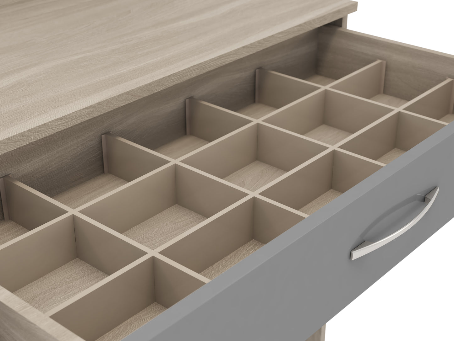 NEVADA VANITY/DRESSING TABLE SET - GREY GLOSS/LIGHT OAK EFFECT VENEER