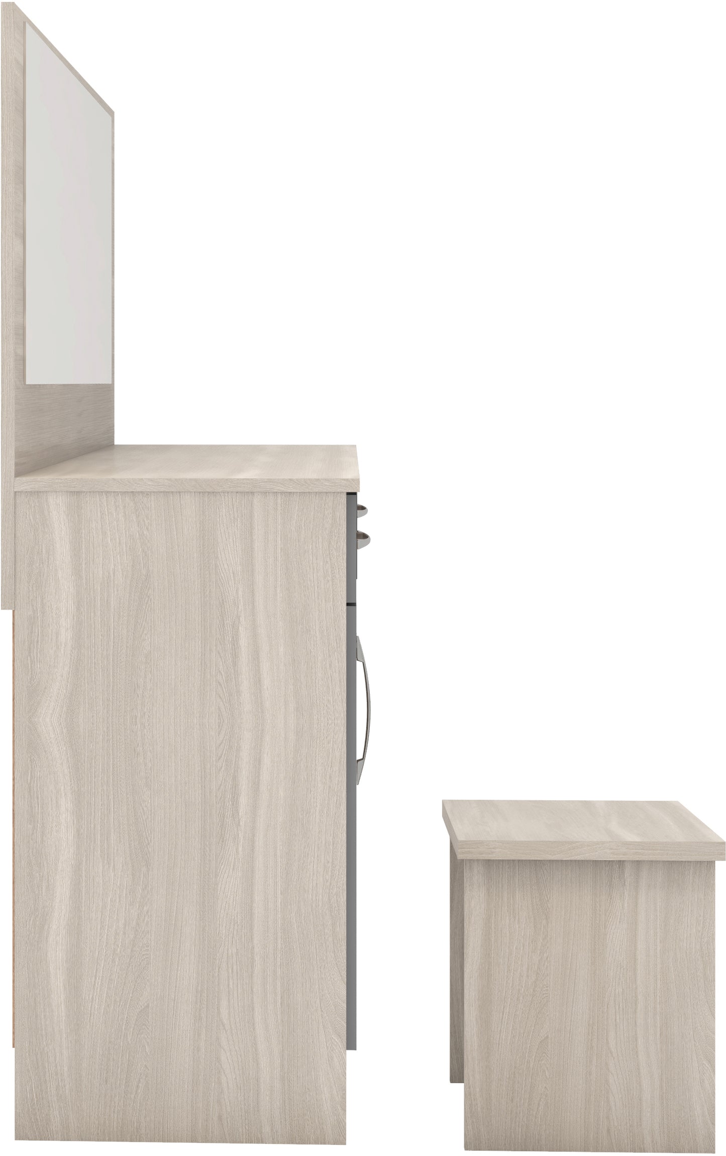 NEVADA VANITY/DRESSING TABLE SET - GREY GLOSS/LIGHT OAK EFFECT VENEER