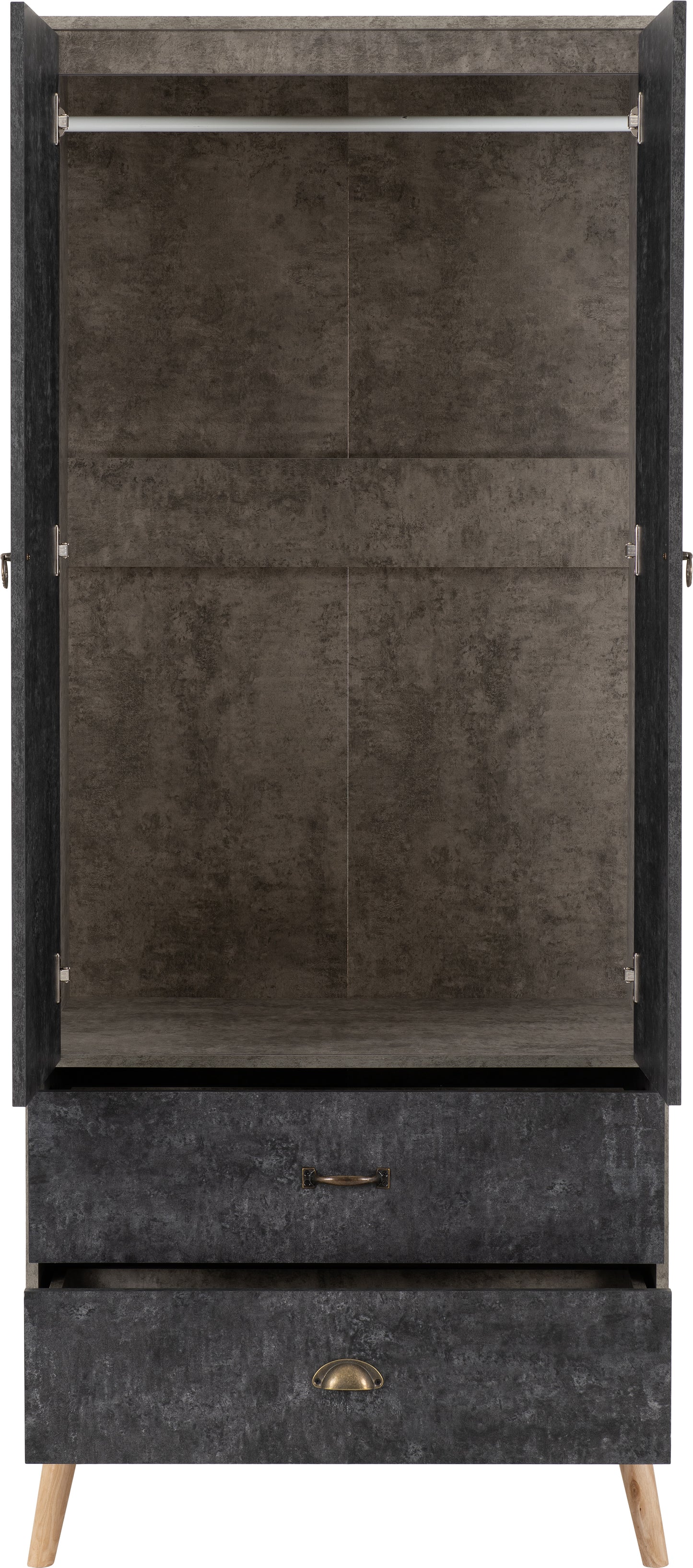 NORDIC 2 DOOR 2 DRAWER WARDROBE - CONCRETE EFFECT/CHARCOAL