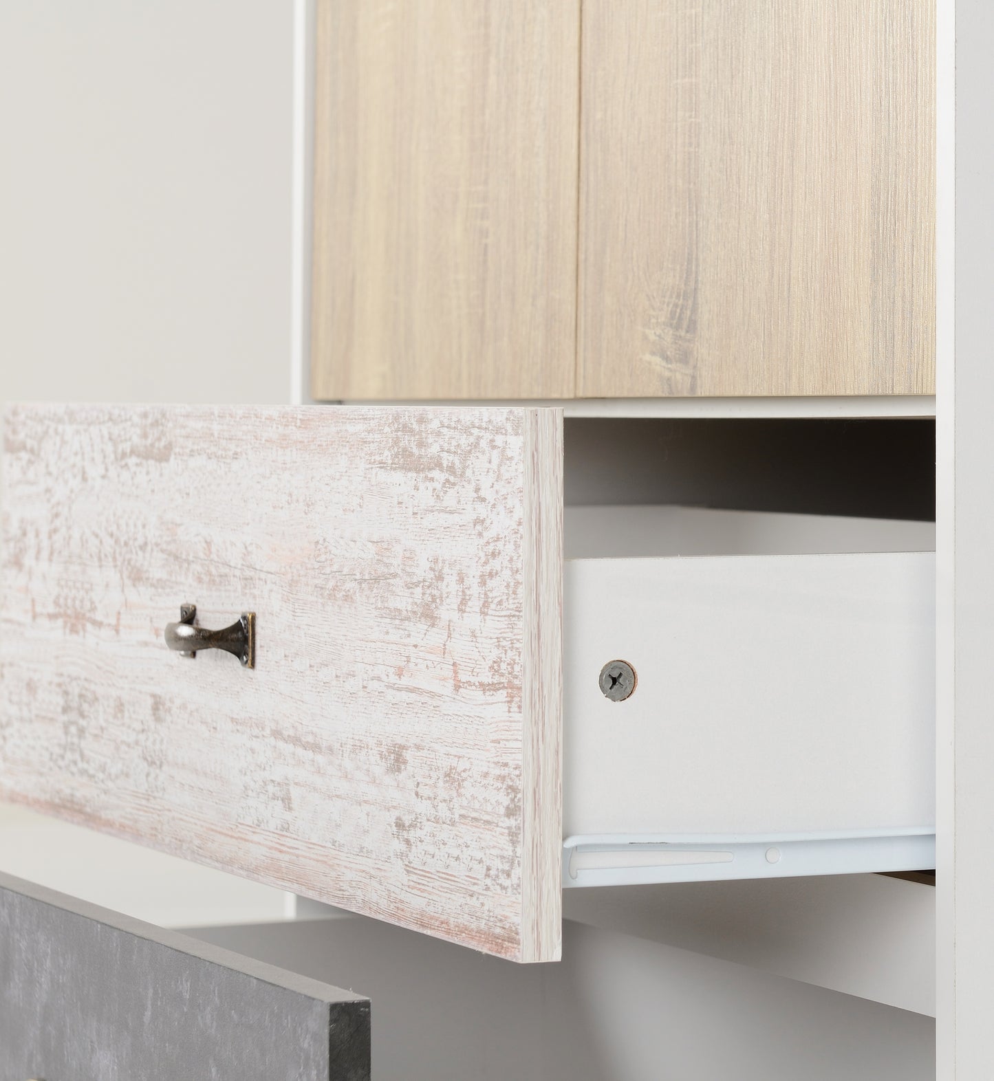 NORDIC 2 DOOR 2 DRAWER WARDROBE - WHITE/DISTRESSED EFFECT