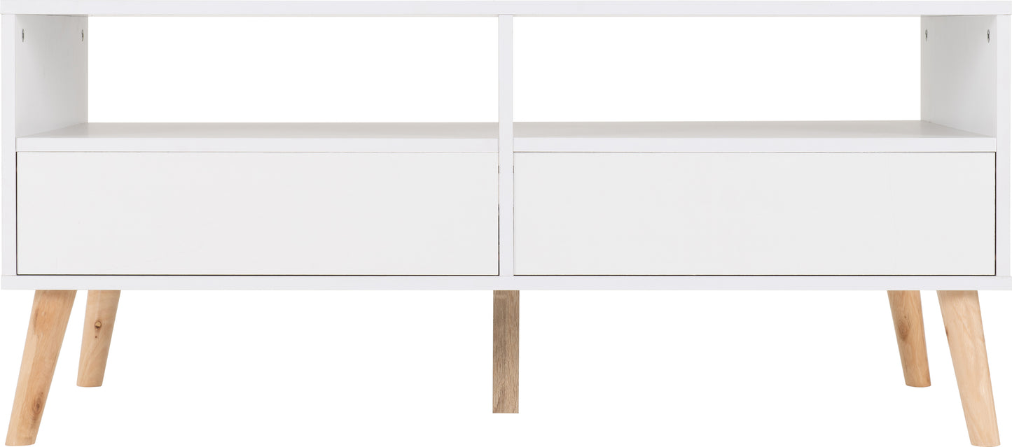 NORDIC 2 DRAWER COFFEE TABLE - WHITE/DISTRESSED EFFECT