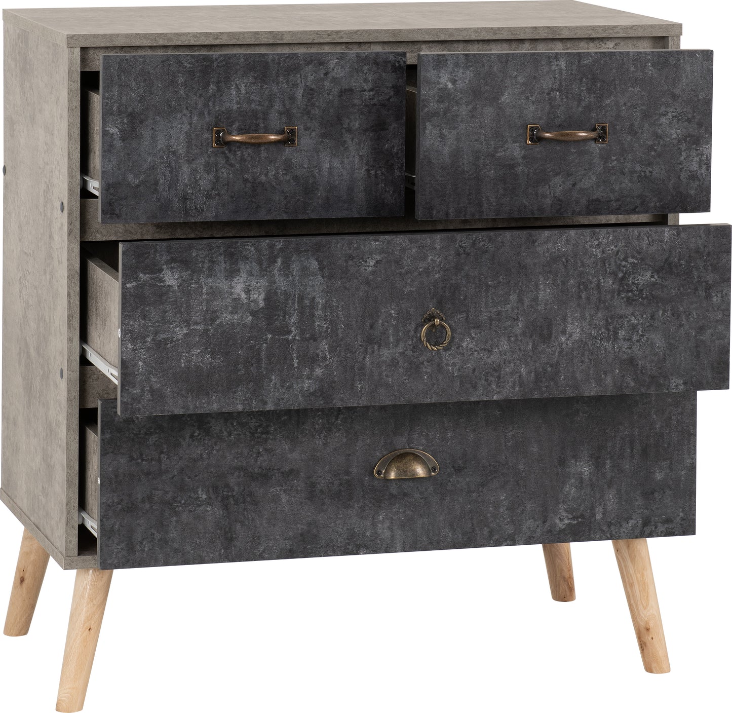 NORDIC 2+2 DRAWER CHEST - CONCRETE EFFECT/CHARCOAL