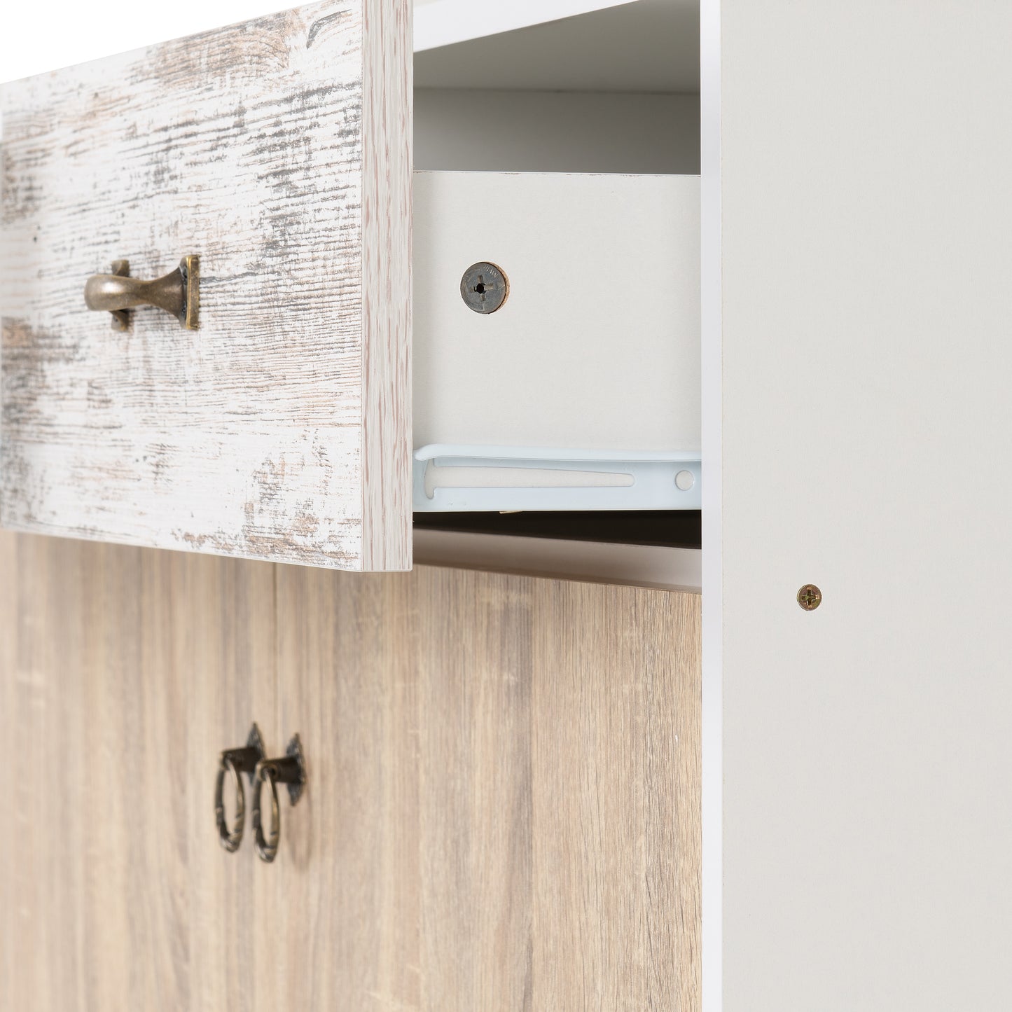 NORDIC 2 DOOR 2 DRAWER SIDEBOARD - WHITE/DISTRESSED EFFECT