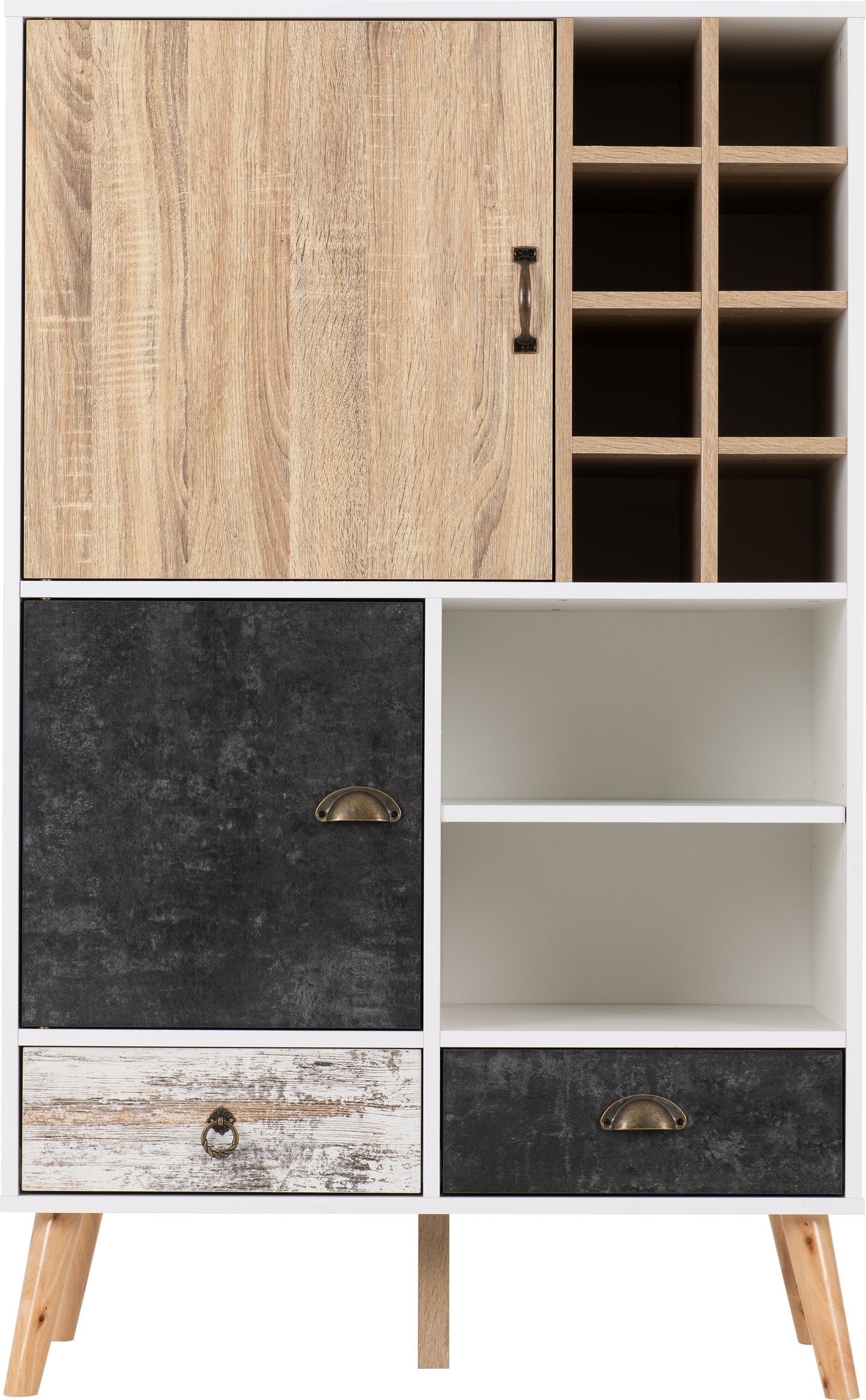 NORDIC WINE CABINET - WHITE/DISTRESSED EFFECT