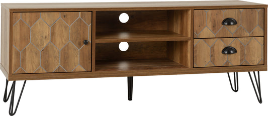 OTTAWA 1 DOOR 2 DRAWER TV UNIT - MEDIUM OAK EFFECT/BLACK