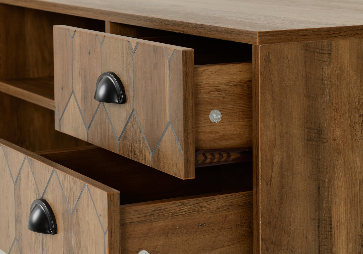 OTTAWA 1 DOOR 2 DRAWER TV UNIT - MEDIUM OAK EFFECT/BLACK