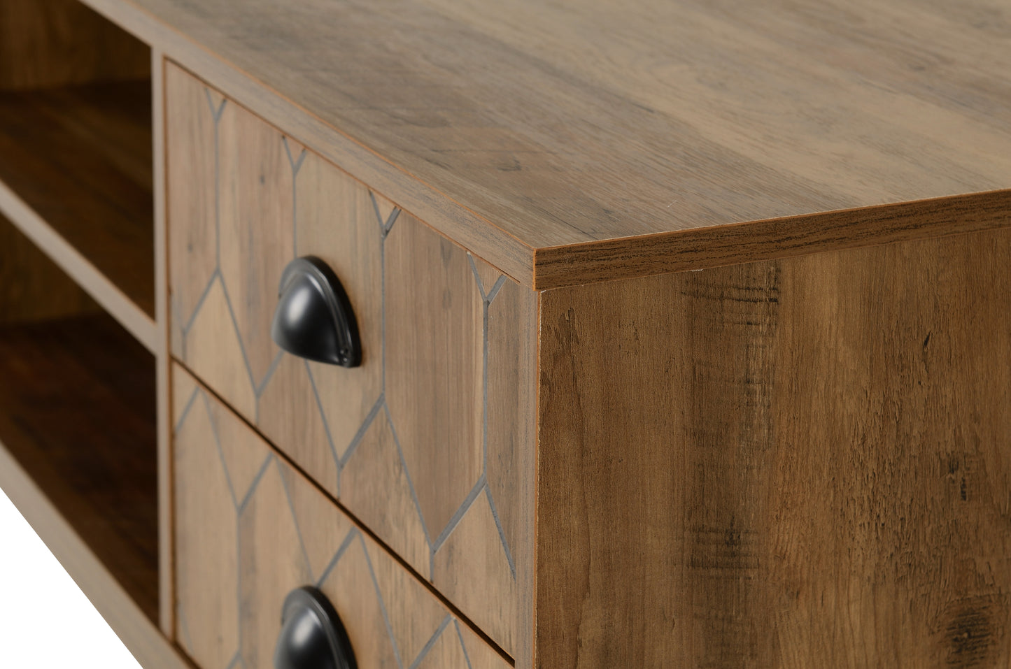 OTTAWA 1 DOOR 2 DRAWER TV UNIT - MEDIUM OAK EFFECT/BLACK